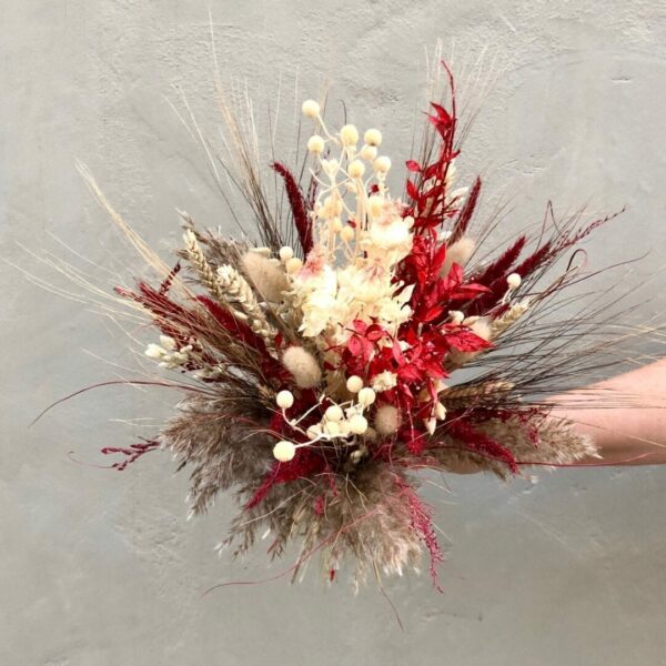 Trockenblumensträuße Trockenblumenstrauß Dark Red Pearl bridal bouquet 6