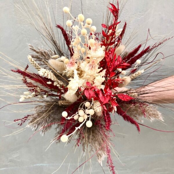 Trockenblumensträuße Trockenblumenstrauß Dark Red Pearl bridal bouquet 5