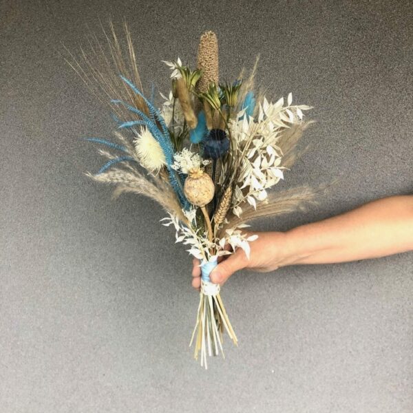Trockenblumensträuße Trockenblumenstrauß Blue nature Pearl bridal bouquet 6