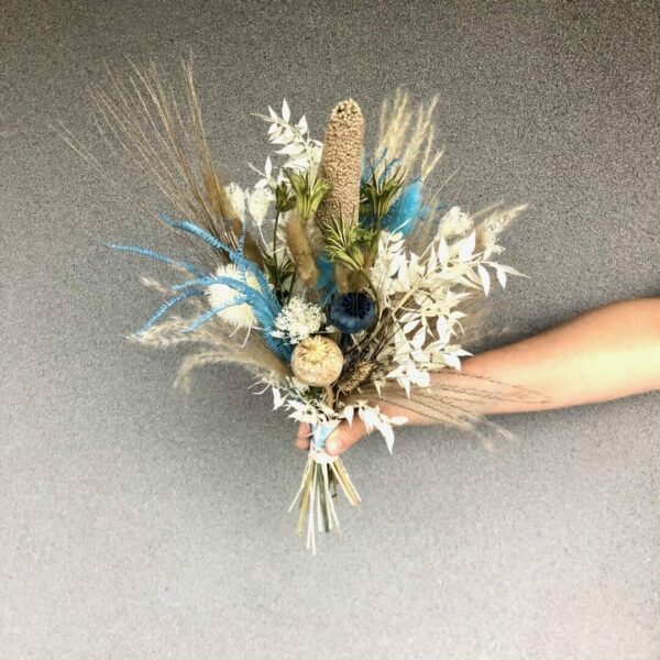 Trockenblumensträuße Trockenblumenstrauß Blue nature Pearl bridal bouquet 5