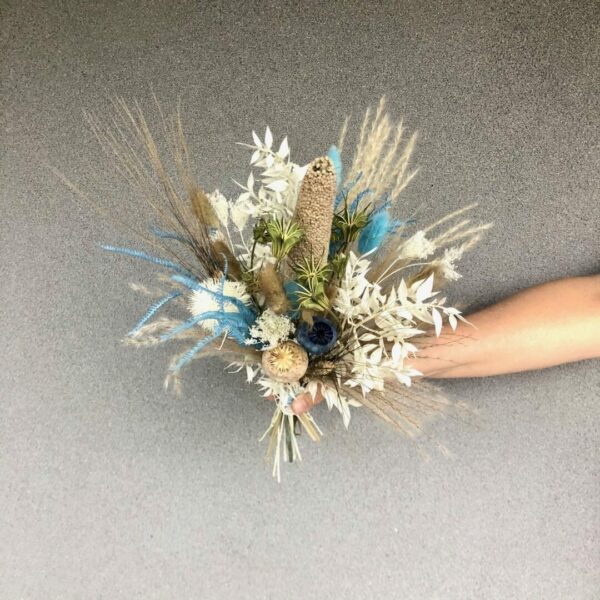 Trockenblumensträuße Trockenblumenstrauß Blue nature Pearl bridal bouquet 4
