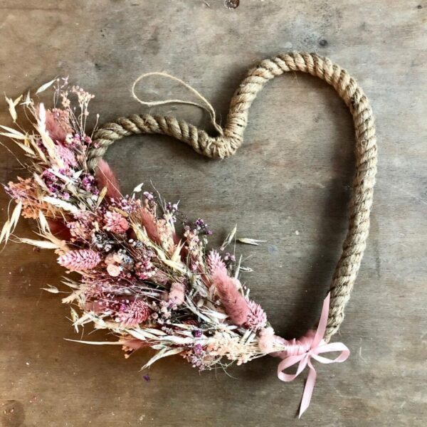 Flower Hoops und Kränze M Flower Pearl Heart Pastelltöne trockenblumen herz 2