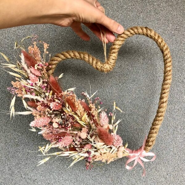 Flower Hoops und Kränze M Flower Pearl Heart Pastelltöne trockenblumen herz 4