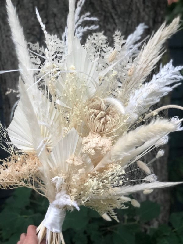 Hochzeit Brautstrauß aus Trockenblumen – White Ivory Pearl brautstrauss 10