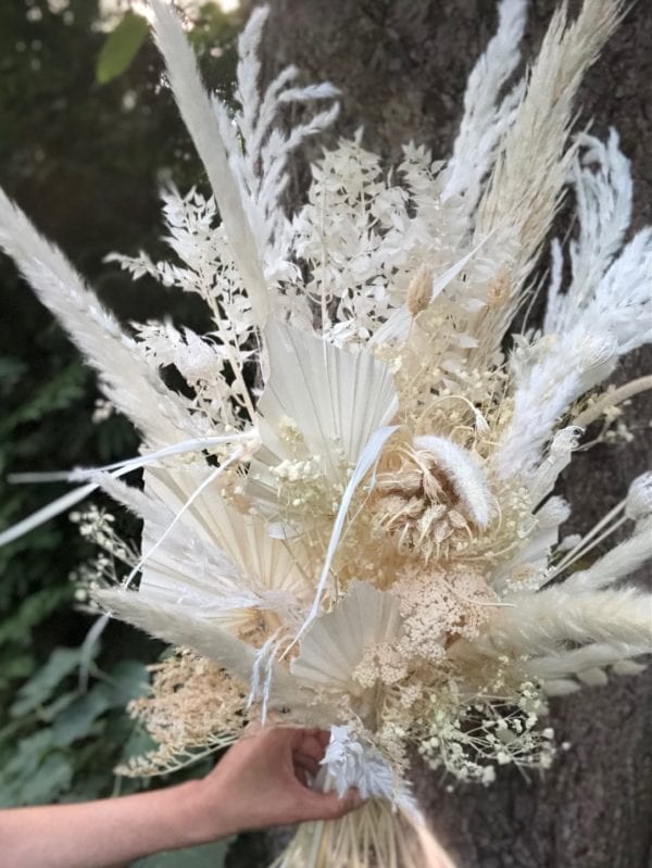 Hochzeit Brautstrauß aus Trockenblumen – White Ivory Pearl brautstrauss 9