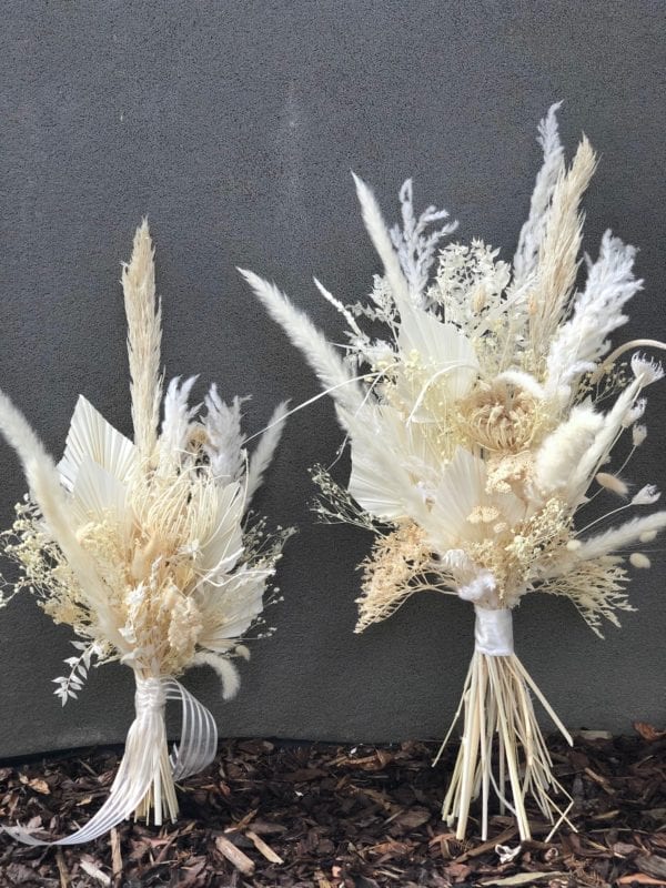 Hochzeit Brautstrauß aus Trockenblumen – White Ivory Pearl brautstrauss 3
