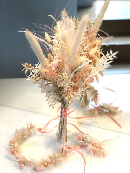 Hochzeit Trockenblumen Strauß – Ivory Apricot Flower Pearl brautstrauss 5